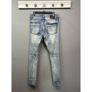 M‎ Society Politically Incorrect Ripped Distressed Light Wash Jeans Mens 36x32